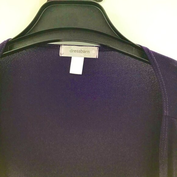 Vintage 3X Lagenlook Duster Dressbarn Slinky Open Front Top Deep Purple Witchy - Picture 6 of 7